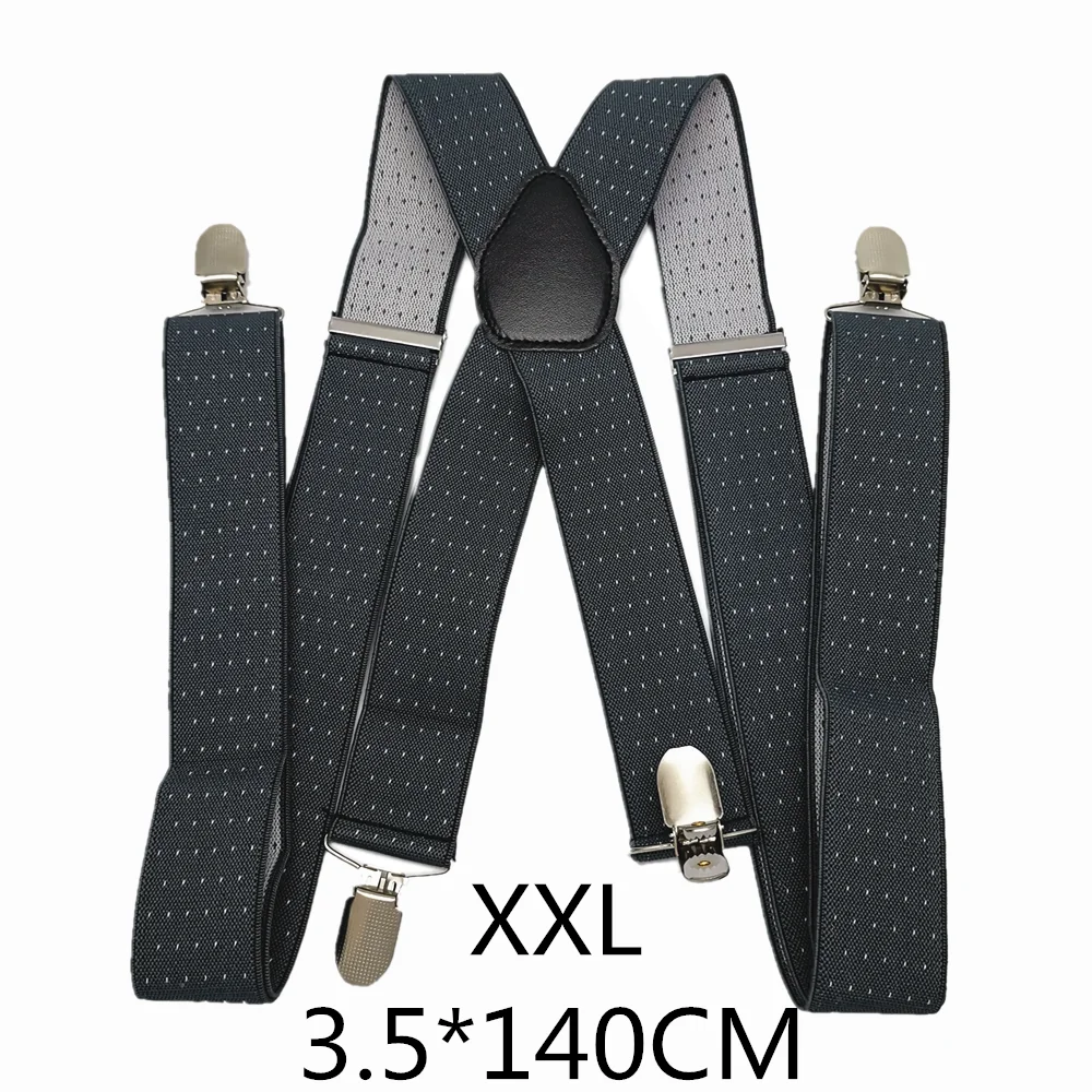 Gray-140cm Кожаный крест, 4 зажима на мужских подтяжках, эластичный регулируемый ремень в горошек, подтяжки для взрослых женщин и мужчин, аксессуары для одежды, лучший подарок - Цвет: Gray-140cm