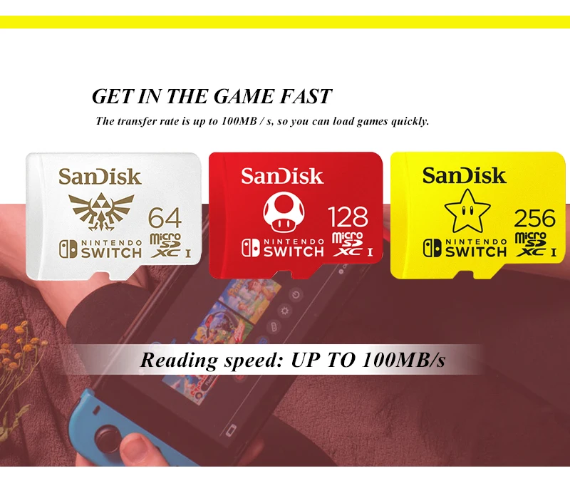 SanDisk Nintendo Switch Memory Card  256GB 128GB 100MB/s Micro SD Card 4K Ultra HD UHS-1 Flash Card Memory Microsd TF/SD Card