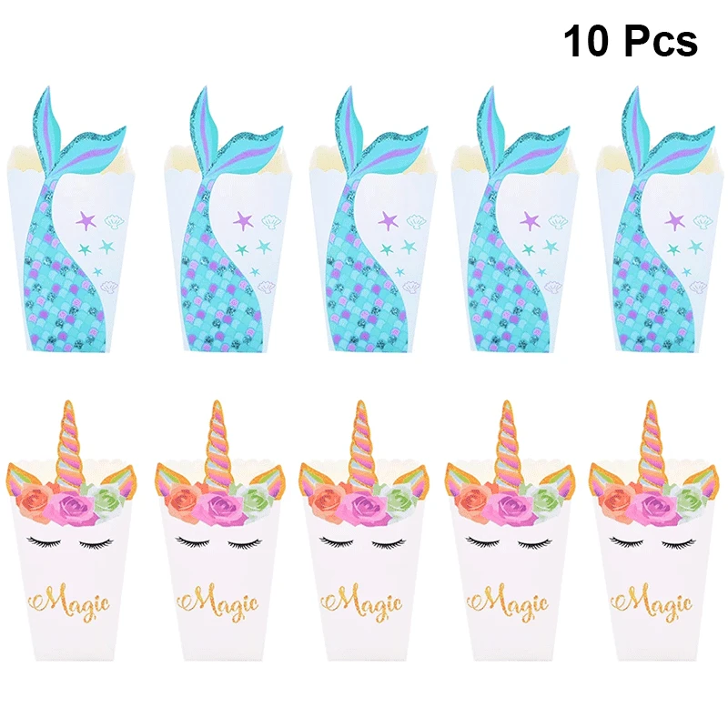 Unicorn Party Paper Popcorn Candy Cookies Box  Gift Box Girl Boys Kids Favorite Birthday Party Decorations Baby Shower Supplies