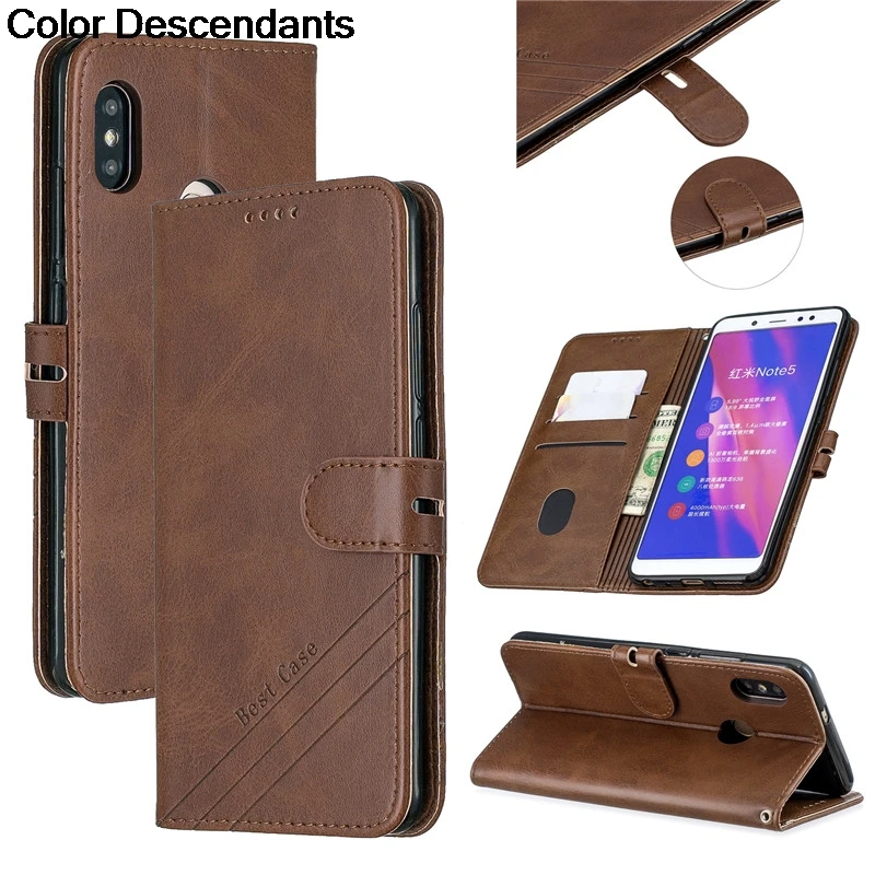 Leather Flip RedmiNote5 Case on For Xiaomi Redmi Note 5 Pro Note5 5 Pro 5Plus 5A Coque Magnetic Stand Wallet Phone Cover