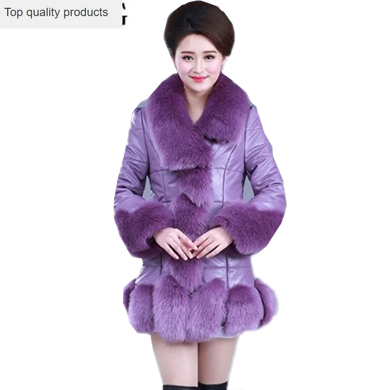 Женские зимние теплые куртки из искусственной кожи размера плюс 4XL женские