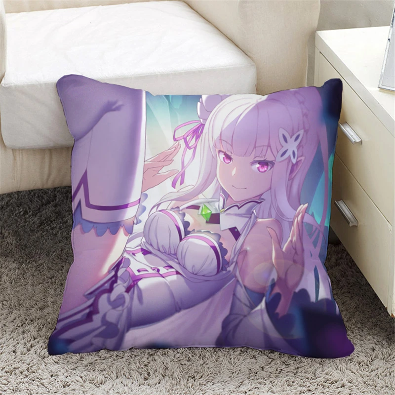 O Аниме Re: Zero kara Hajimeru Isekai Seikatsu мультфильм рам и рем двухсторонний чехол для подушки с принтом и внутренняя подушка чехол для подушки - Цвет: O