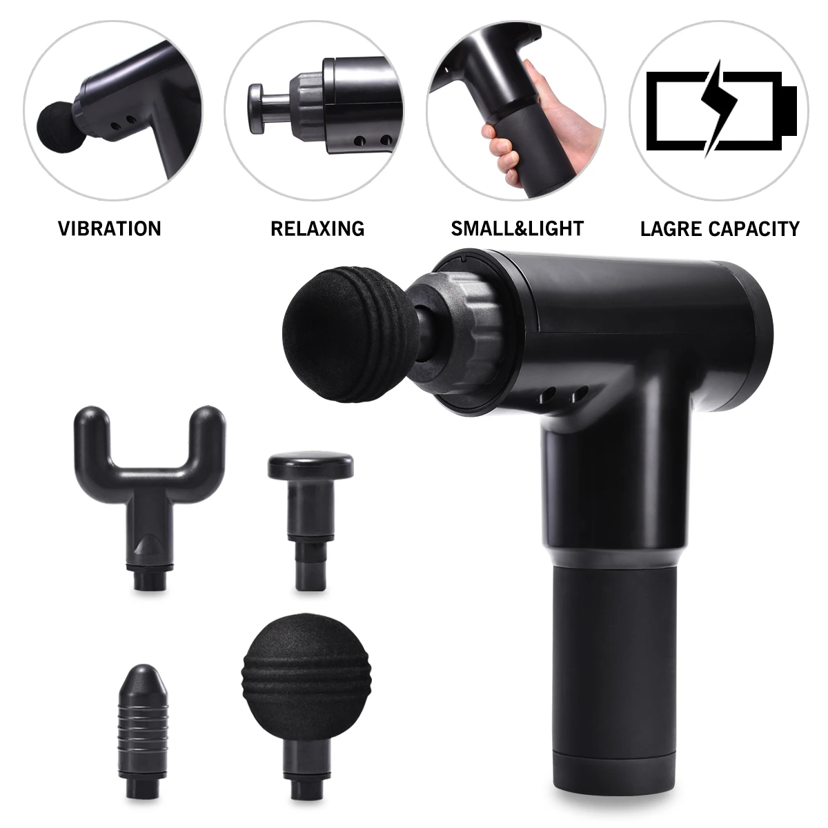 

Black Vibrating Deep Relaxing Arm Neck Muscle Sport Massage Gun Sale Therapy Fitness Exercise Men Massager Electric For Body