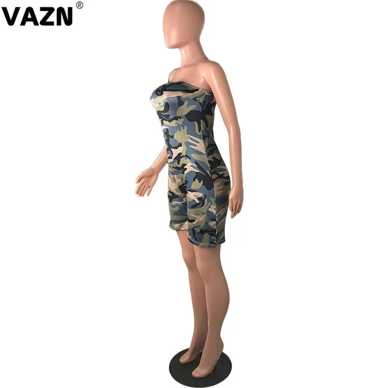 VAZN MOM5009 Камуфляжный дизайн Новые Сексуальные женские короткие брюки Комбинезоны женские Сексуальные Глубокий круглый вырез без бретелек мини-костюмы пляжного типа