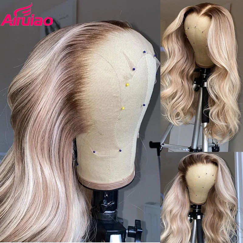 HD Transparent 613 Honey Blonde 13x6 Lace Front Wigs Ash Colored Ombre Human Hair Body Wave For Black Women Full Preplucked | Шиньоны и