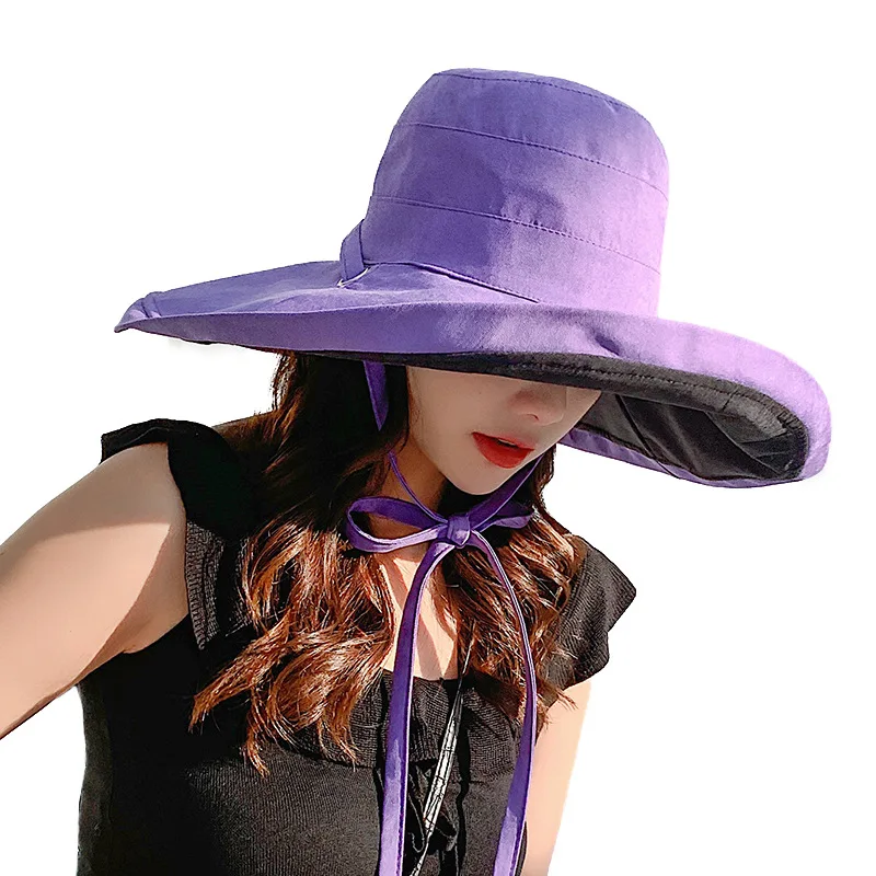 

New Women's Oversized Fisherman Hat Spring and Summer Double-Sided Sun Hat Protection outside Play Sunbonnet Foldable Carry