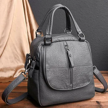 

PU Leather Multipurpose Backpack Shoulder Bag Zipper for Mobile Phone Keys Travel S55