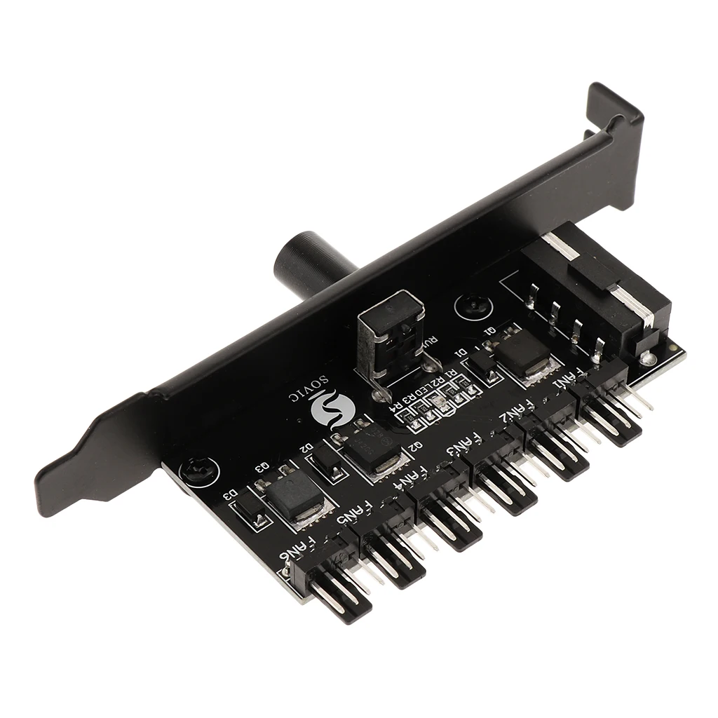 Cooling Fan Splitter Hub, CPU Cooling HUB 6Port 12V 3Pin/4Pin Fan Speed Controller for PC Computer