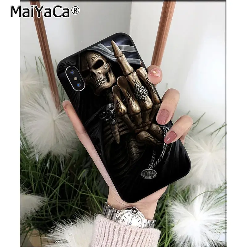 MaiYaCa Grim reaper skeleton Rock Music guitar Gun Phone Case for iPhone X XS MAX 6 6s 7 7plus 8 8Plus 5 5S SE XR 11 11pro max