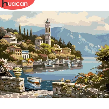 

HUACAN Paint By Number City DIY Pictures By Numbers Landscape Kits Drawing On Canvas Hand Painted Painting Art Gift Home Decor