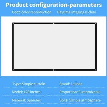 

Free Shipping Led Projector Screen Portable 60-150 inch 16:9 Polyester utdoor Movie Screen For Travel Home Theater DLP Projektor
