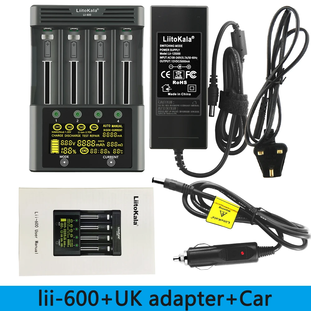 LiitoKala lii-500 lii-500S lii-600 lii-PD4 LCD 3.7V 1.2V 18650 26650 16340 14500 18500 20700B 21700  Battery Charger with screen