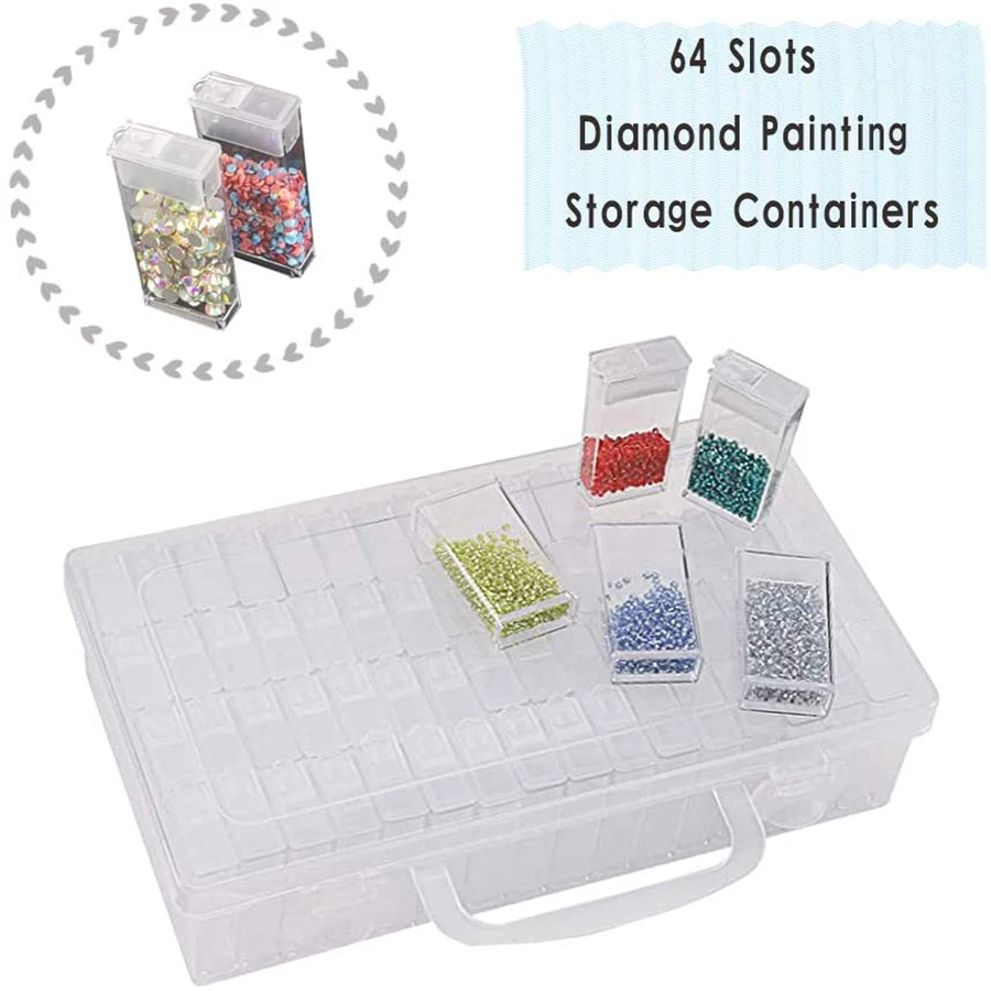 

64 Grid 5d Diamond Painting Accessories Storage Box Diamond Painting Drill Storage Box Transparent Container For Painting