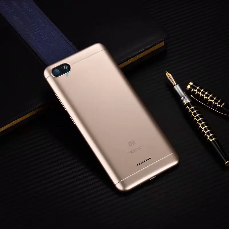 Redmi6A чехол на заднюю крышку для Xiaomi Redmi 6A пластик задняя дверь ремонт батарея чехол+ кнопки камера Стекло - Цвет: Золотистый