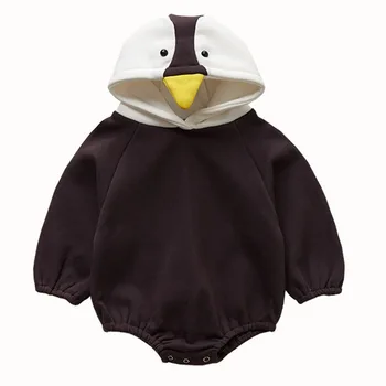 

Autumn Winter Jumpsuit Boy Girl Cartoon Penguin Long Sleeve Hooded Cotton Bodysuit Newborn For Kids Costume Toddler Cotton