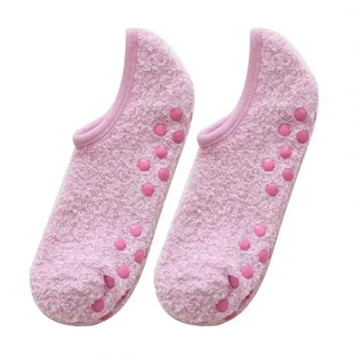 Пара женских невидимых носков носки из коралловой шерсти стиль короткие носки противоскользящие невидимые короткие носки тапочки - Цвет: Light Pink