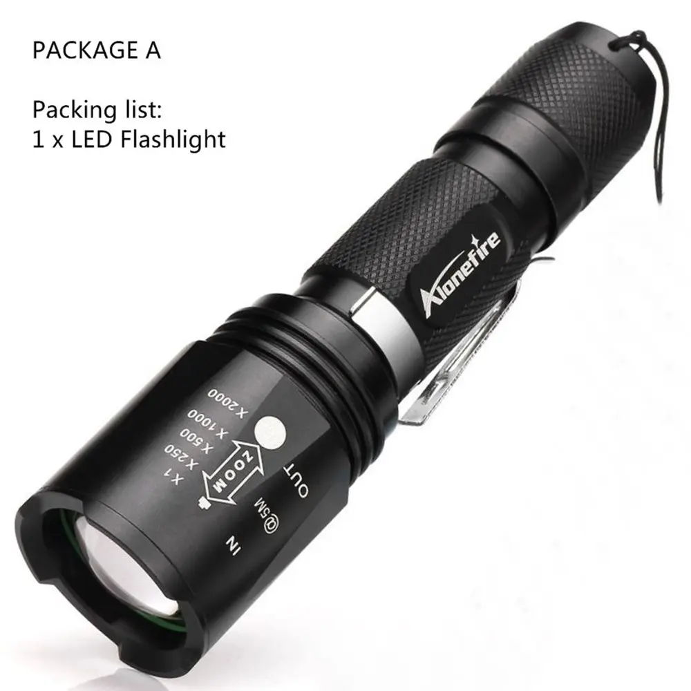 PACKAGE A AloneFire GLADIATOR серия BK108 CREE XM-L T6 светодиодный 5 Режим Портативный масштабируемый светодиодный фонарик для аккумулятора 18650 - Испускаемый цвет: PACKAGE A
