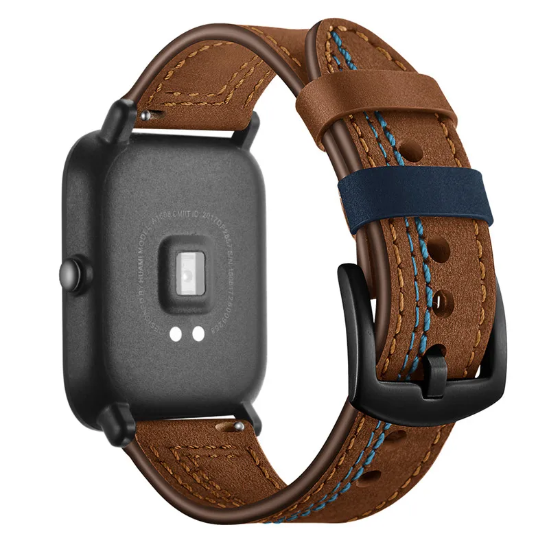 Для Xiaomi Mijia кварцевые часы ремешок кожаный браслет 20 мм ширина для amazfit GTS ремни Смарт часы замена Браслет