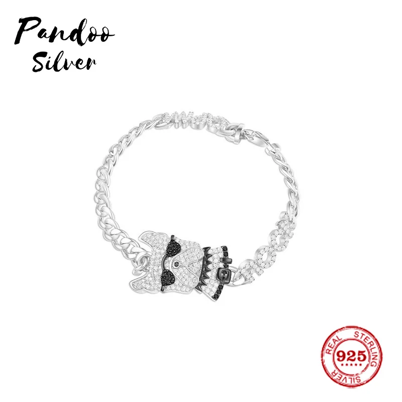 Fashion Charm Sterling Silver Copy 1:1 Black Doggy Chain Bracelet Women Monaco Jewelry Gift | Украшения и аксессуары