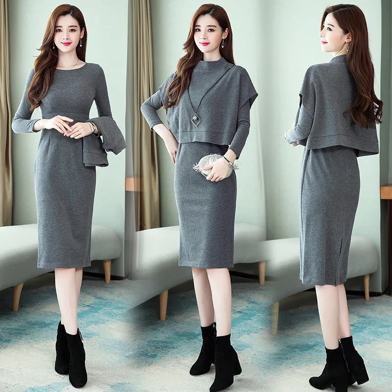 

Early Autumn Dress WOMEN'S Suit 2019 New Style Autumn Fashion Western Style Online Celebrity Graceful Elegant Knitted Two-Piece