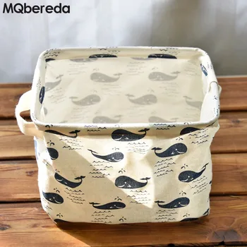 

Creative Zakka Small Portable Storage Moisture-proof Sundry Receive Basket Grocery Cotton Japanese Whale Printing Wholesale