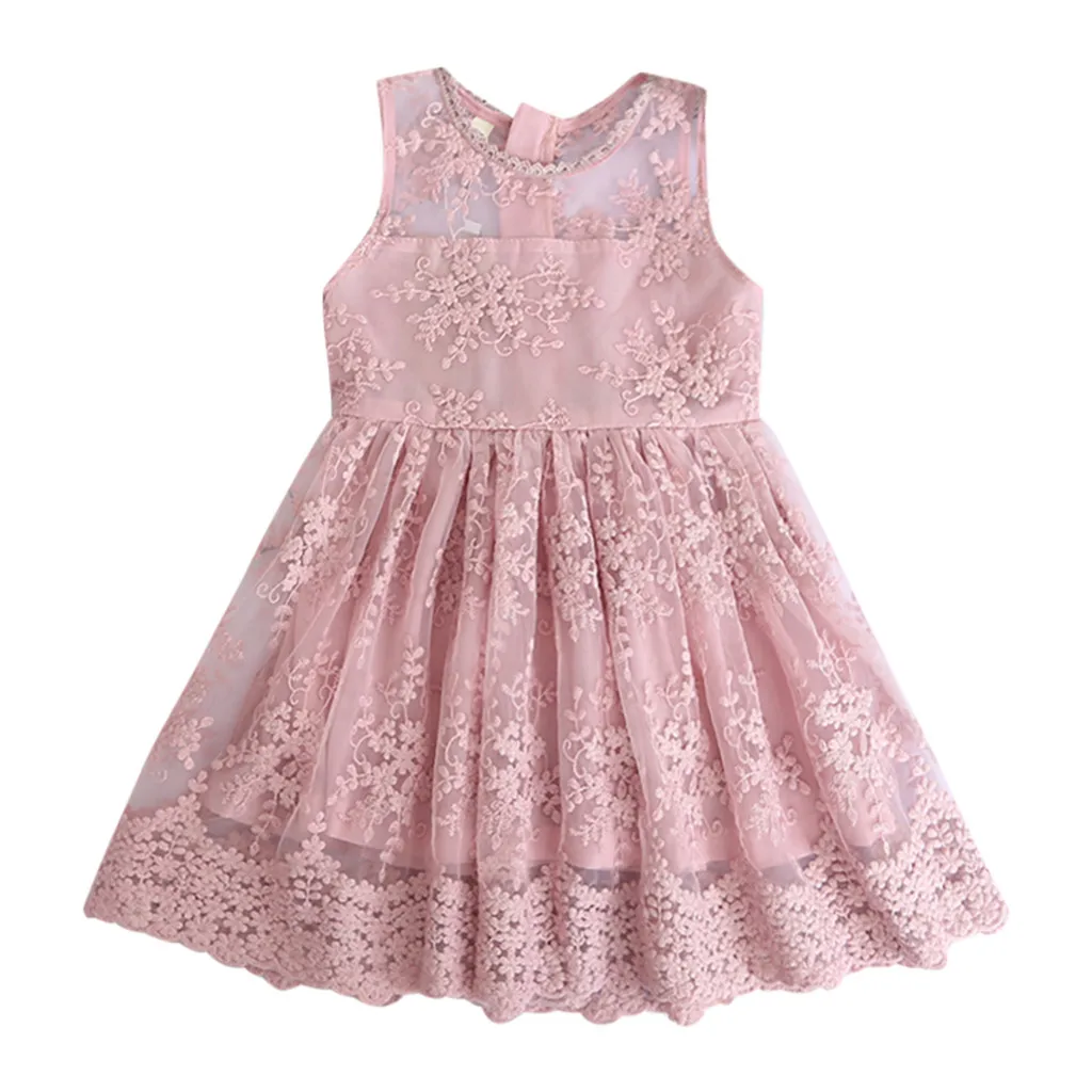 Summer Toddler infant Baby Kids Girls Dress Solid Patchwork Ruched Lace Party Dress Princess wedding Dress Children clothing#p4