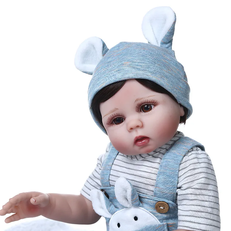 NPK 48 см полное тело Мягкие силиконовые реалистичные гибкие bebe куклы reborn baby cuddly сладкие Премиум Детские куклы с одеялом - Цвет: a boy doll