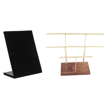

Velvet Display Stand 30 Pair Earring Standcolor Black & Display Rack Tree Organizer Metal Rack Golden Walnut