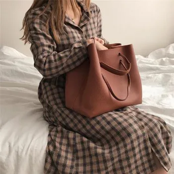 

Woman Shoulder Bags Fashion PU Leather Handbags Women Bucket Bags Designer Casual High Quality Women Totes Bags