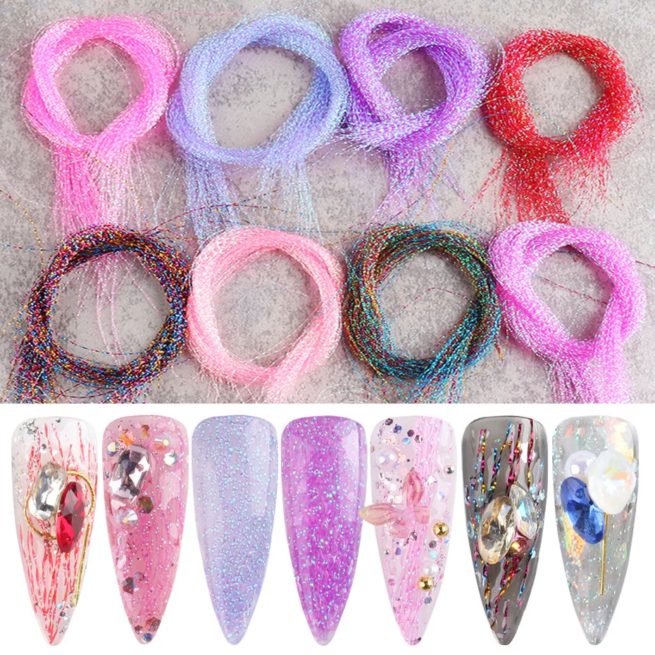 

Nail Art Decorations Fluorescent Color Silk Thread Creative Symphony Jump Di Nail Ribbon Nail Art Decorations