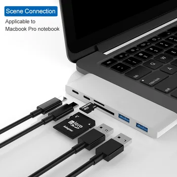 

Double Type-c USB3.0/USB2.0 HUB High-speed Interface Six-in-one MacBookpro Laptop Multiple HUB Splitter Computer Accessories