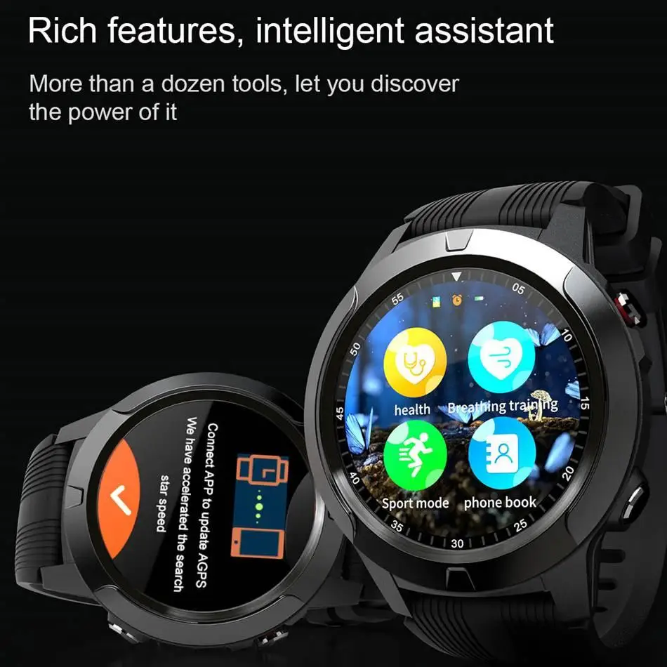 US $58.82 2020 Builtin GPS Smart Watch GSM bluetooth Call Phone Air Pressure Heart Rate Blood Pressure Weather Monitor Sport Smartwatch