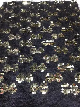 

Guipure Embroidery French Lace Fabric 2020 Black/Gold Sequins Fabric Material Tulle Mesh Lace Dress African Sequins Lace Clothes