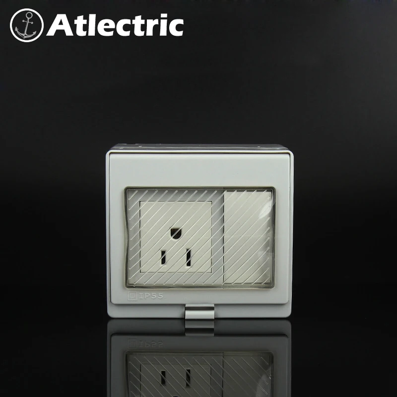 Atlectric IP55 США Канада Водонепроницаемая Пыленепроницаемая наружная розетка внешняя настенная розетка с крышкой розетки,socket выключатель света,переключатель,кнопки