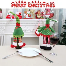 Рождественская бутылка вина крышка набор эльф дизайн дома вечерние обеденный стол бутылки украшения крышка вина decorazioni Каса natale