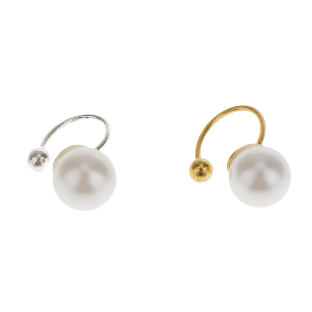 1 Pair 8mm Clip-on Earring Faux Pearl Ear Cuff Wrap Non Piercing Pearl Earring Wrap Stud Earrings
