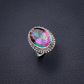 

StarGems Natural Mystical Topaz Handmade 925 Sterling Silver Ring 6 D4198