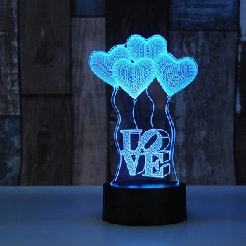 

Colorful Table Lamp Love Heart Balloon Romantic Gift for Wedding Wife Lovers Valentine 3D Press Baby Night Table Lamp