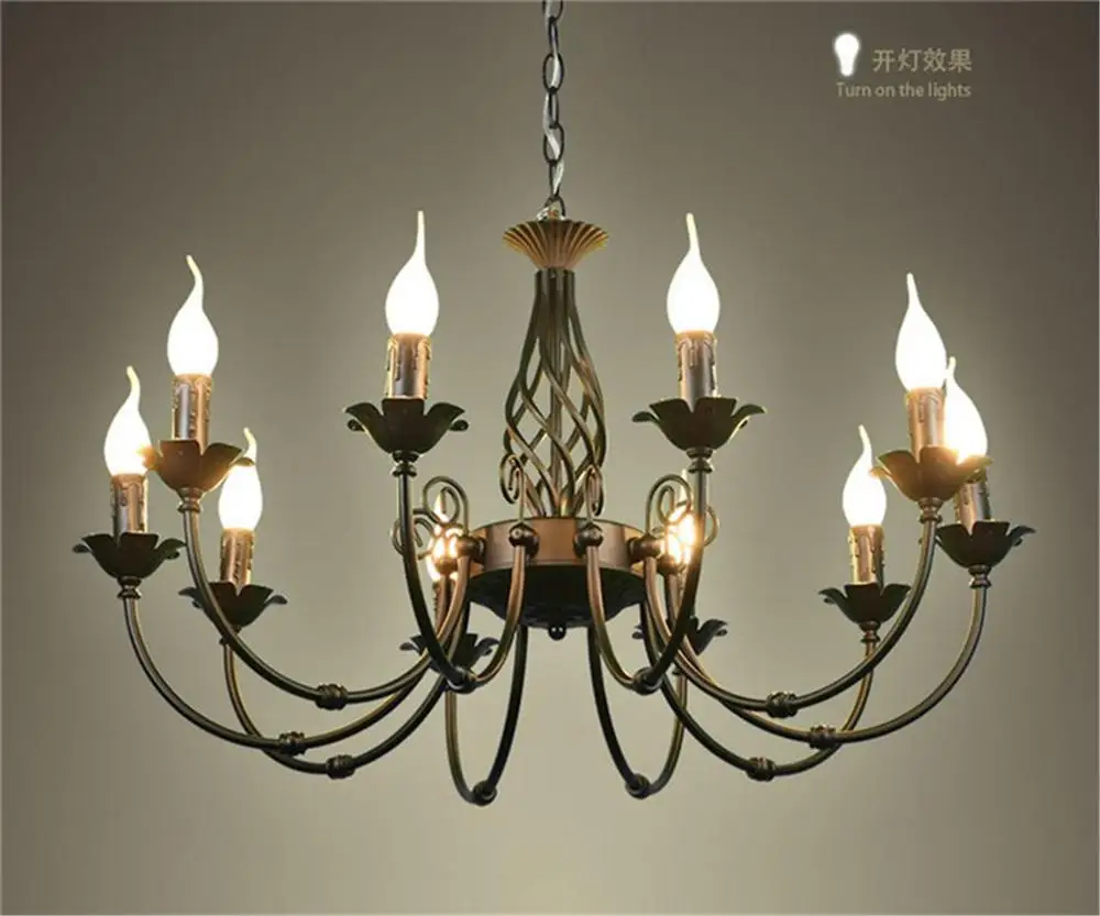 Люстра из кованого железа современная лампа 10 светильников в стиле модерн для