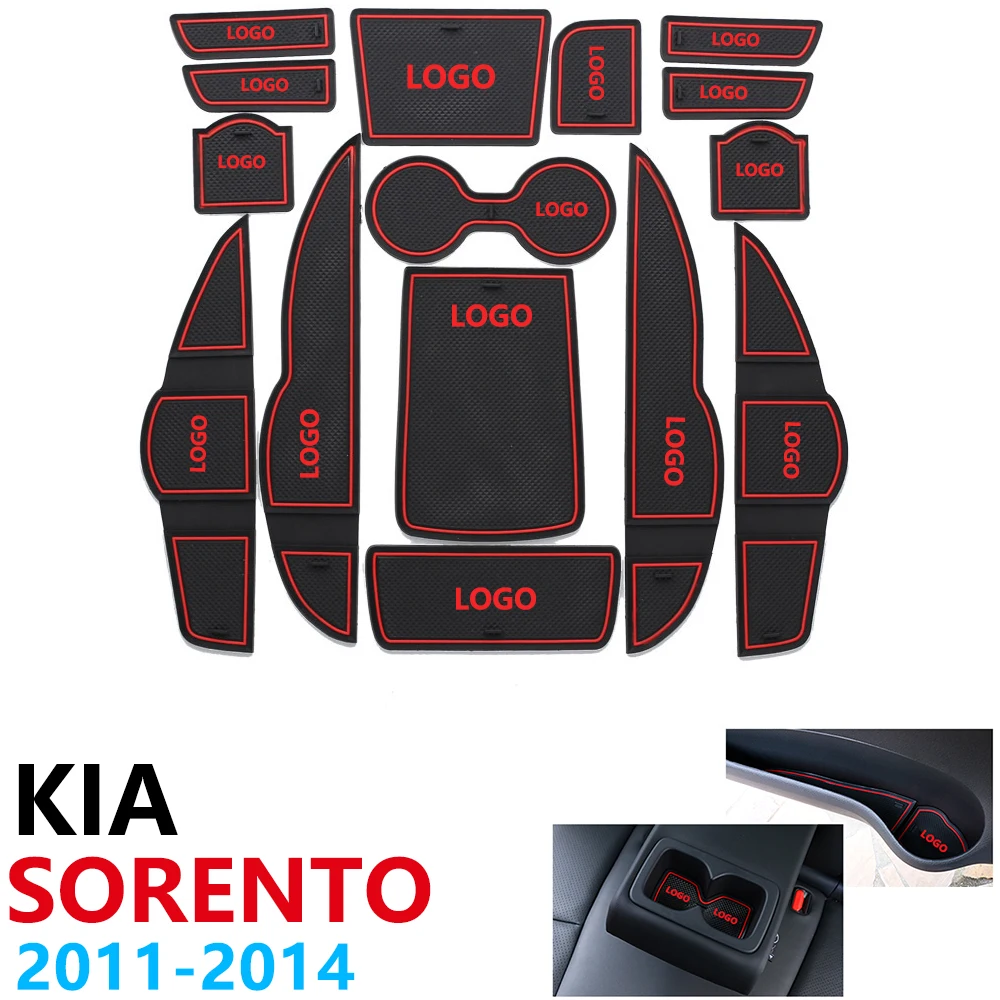 

Anti-Slip Rubber Cup Cushion Door Groove Mat for KIA SORENTO R XM 2010~2014 2011 2012 2013 15Pcs Accessories Car Stickers