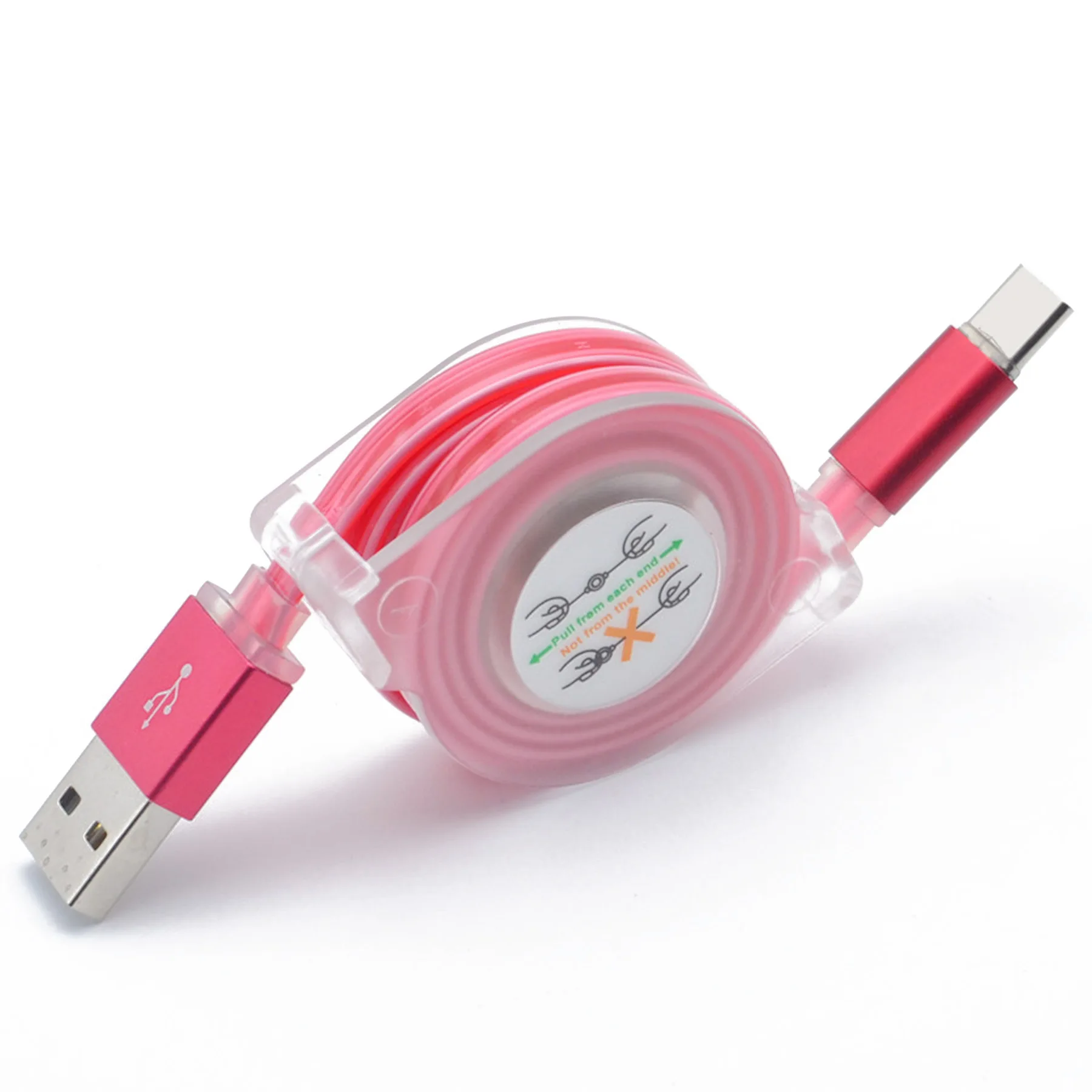 USB 3,1 type C кабель светодиодный 1 м зарядный шнур для мобильного телефона для Xiaomi Redmi samsung S8 huawei выдвижной кабель для быстрой зарядки USB
