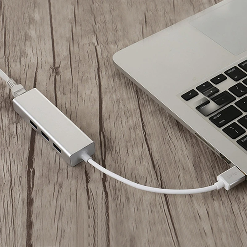 USB 3,1 type C(USB-C) к RJ45 Gigabit Ethernet LAN сетевой адаптер 3,0 USB концентратор серебристый