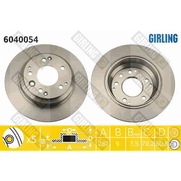 Disc brake HONDA LEGENG 88/SHUTTLE 94-04 rear D = 282mm. GI | Автомобили и мотоциклы