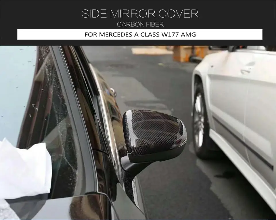 Крышка зеркала заднего вида из углеродного волокна для Mercedes-Benz A Class W177 LHD Carbon Look