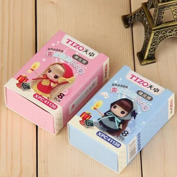 

8 Pcs/Pack Cute Kawaii Matches Eraser Lovely Colored Eraser For Kids Students Kids Creative Item Gift Random Color