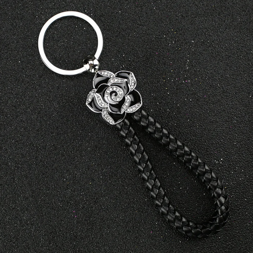 black key ring Амулеты брелок в форме камелии женские безделушки Подвески сумки автомобильный брелок для ключей с игрушкой подарки брелок подарок для автомобиля Стайлинг - Название цвета: black key ring