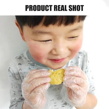 

TIOODRE 100PC Disposable Gloves Thickened Children Food Grade PEMaterial Transparent Plastic Film Durable Tear-Resistant