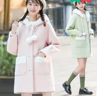 

Princess sweet lolita coat Winter sweet soft sister cotton junior high school students add cotton and plush coat LXZL027
