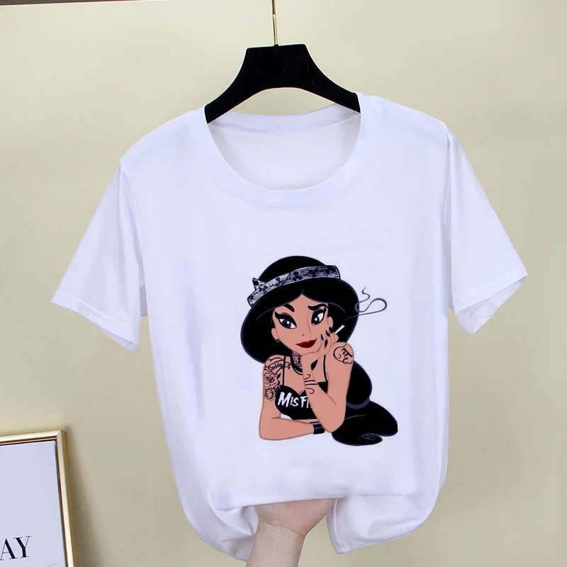 Корейские Топы Kawaii уличная Футболка женская летняя футболка с графическим принтом женская забавная панк принцесса принт Мода Harajuku футболка - Цвет: YH-15