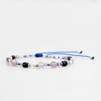 

Handmade Braided Rope Beaded Bracelets For Women Natural Moonstone Rose Quartz White Agate Wood Charm Wedding Jewelry